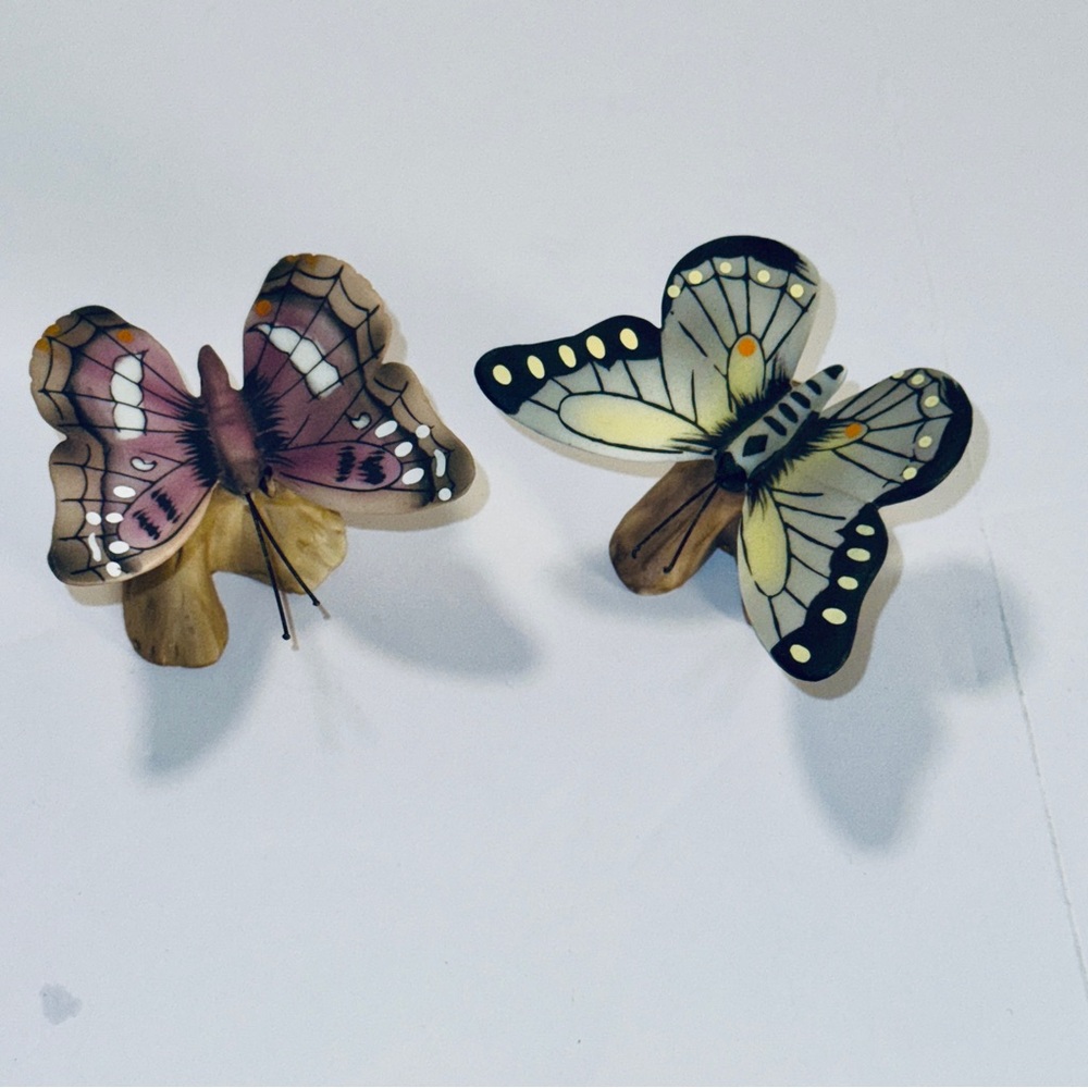 Whimsical Butterfly Wall Art Duo - Pink and Cream